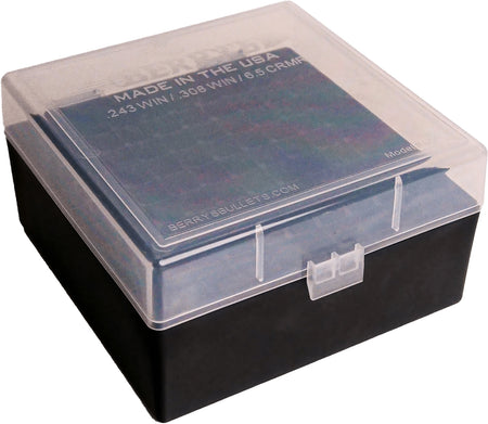Berry's 25338 100-Round Ammo Storage Box Clear/Black Polypropylene Flip-Top