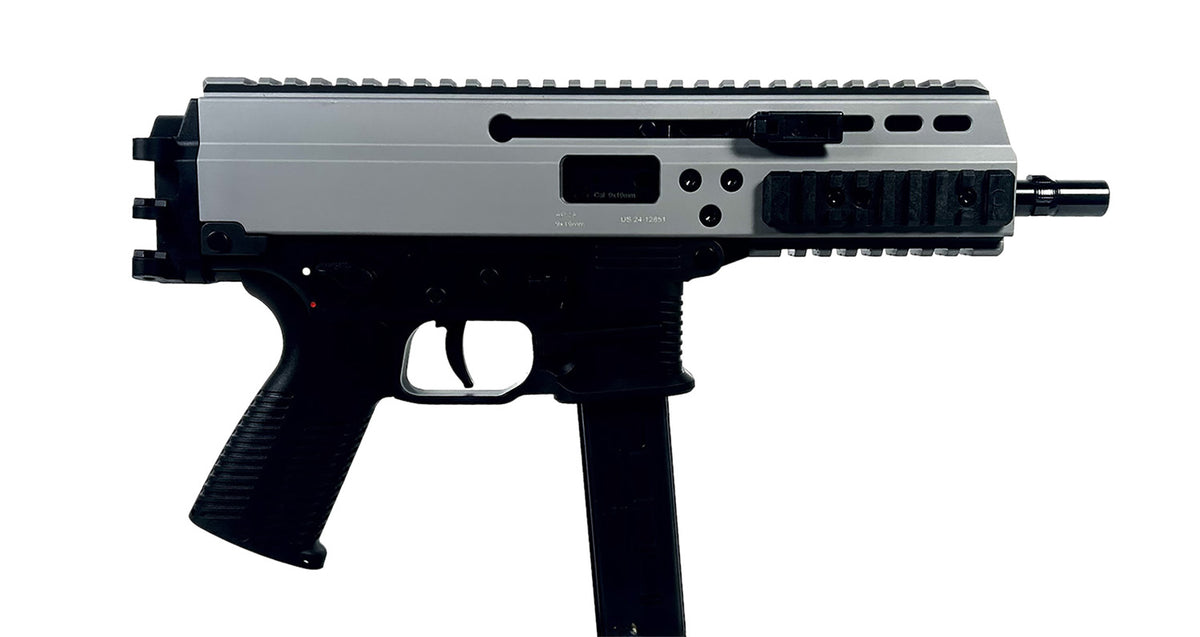 B&T BT36039SG 9mm Luger Pistol - 30+1, 6.80" Black Barrel, Sniper Gray Aluminum/Polymer Receiver, Picatinny Rail, M-LOK Handguard, Ambidextrous