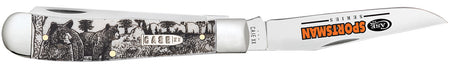 Case 81223 Trapper Sportsman Pocket Knife, Mirror Polished Tru-Sharp Stainless Blades, Wildlife Bear Engraving Bone Handle