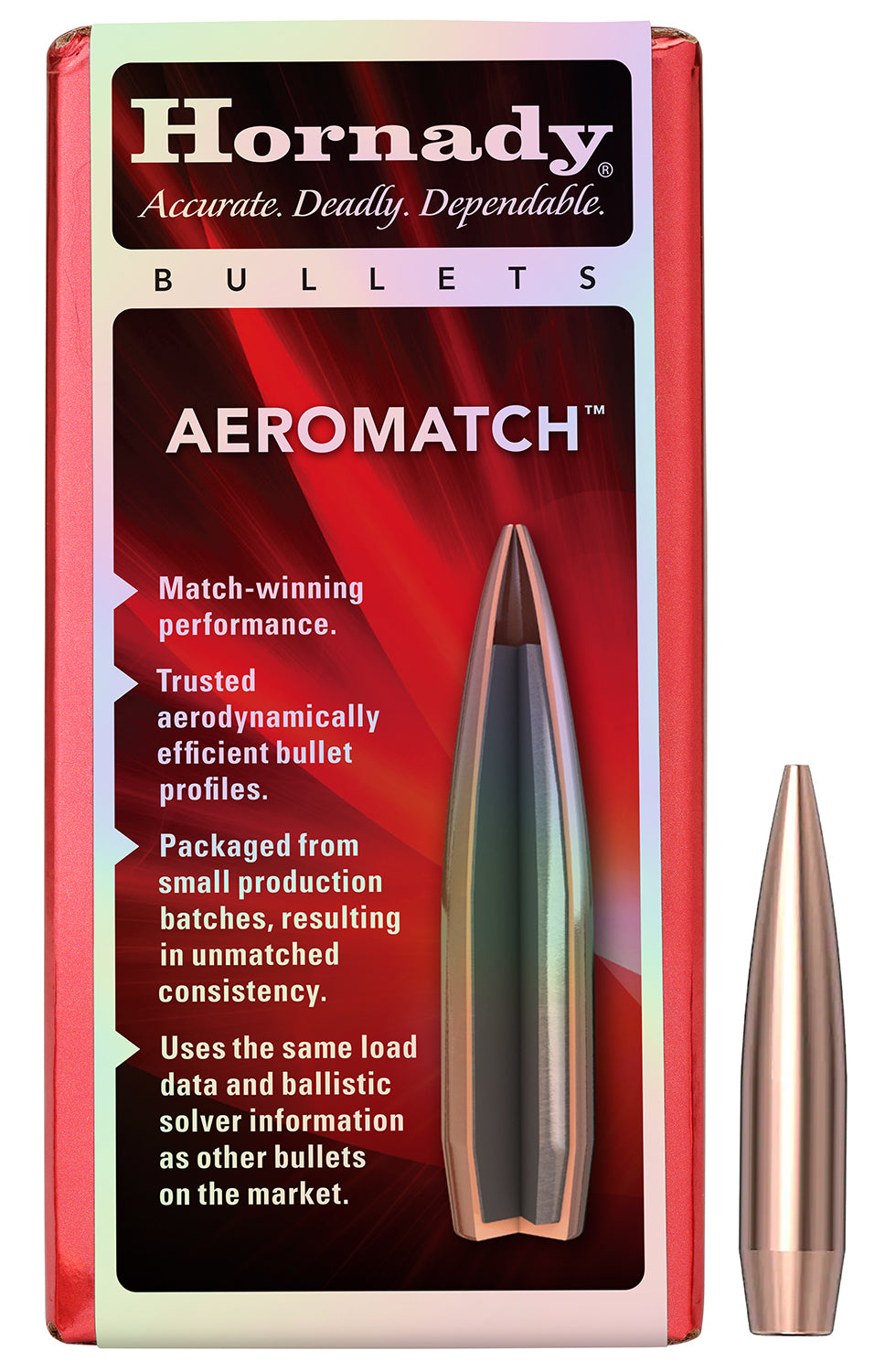 Hornady AeroMatch 22 Cal 69 Grain Boat Tail Hollow Point Match Bullets 100 Count