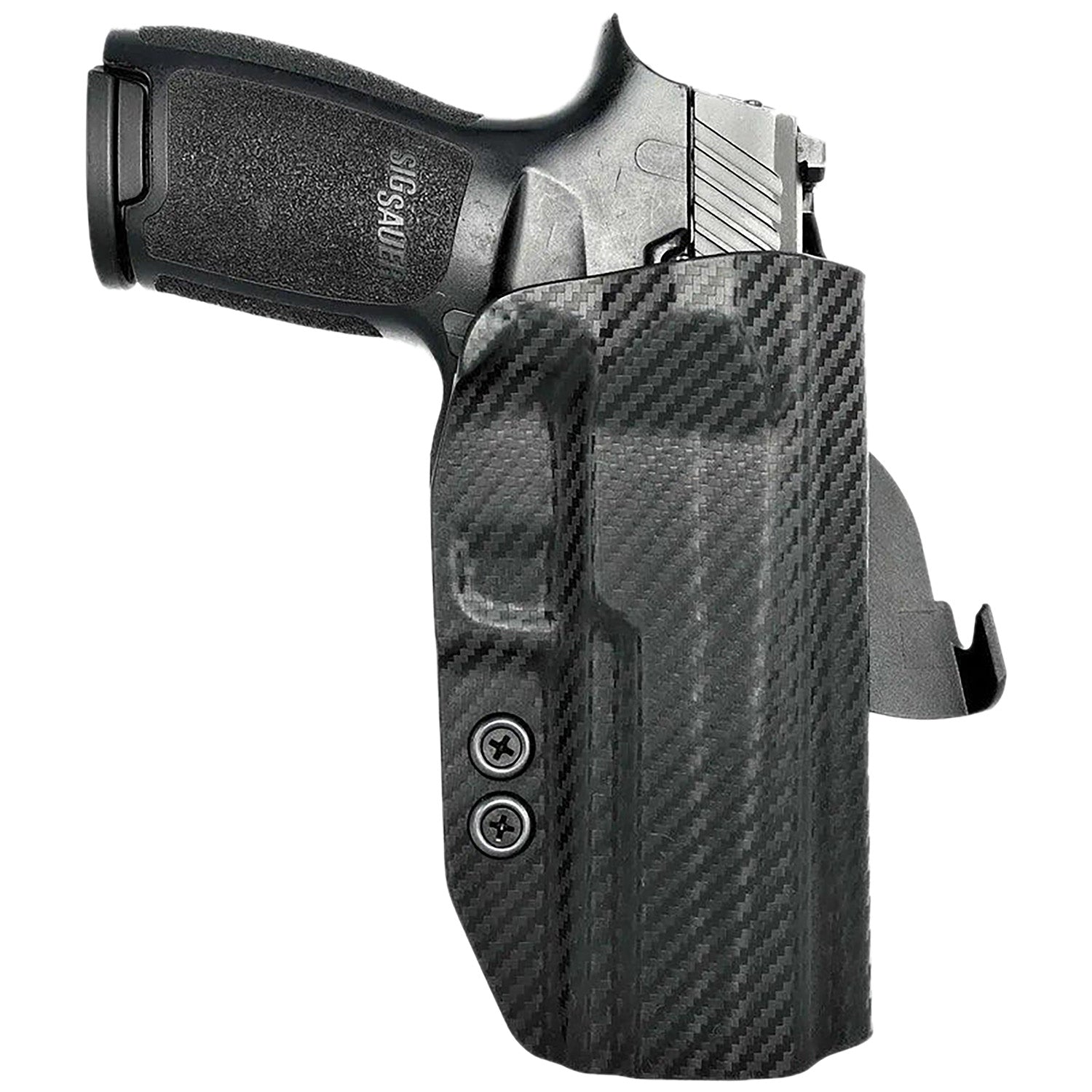 Rounded Gear Sig Sauer P320 OWB Paddle Kydex Holster Black Carbon Fiber Right Hand