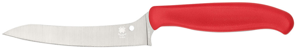 Spyderco Z-Cut Pointed K14PRD 4.40" Fixed Plain CTS BD1N SS Blade with Red Textured Polypropylene Offset Handle