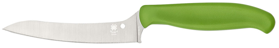 Spyderco Z-Cut Pointed K14PGN 4.40" Fixed Plain CTS BD1N SS Blade with Green Textured Polypropylene Offset Handle