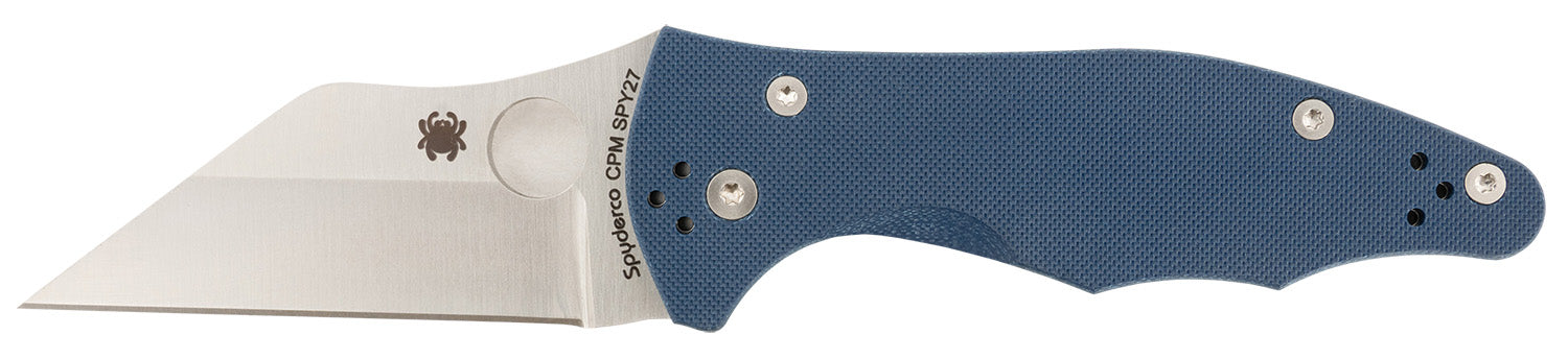Spyderco Yojimbo 2 C85GPCBL2 Folder, 3.20" Plain CPM SPY27 Wharncliffe SS Blade, Cobalt Blue G10 Textured Handle