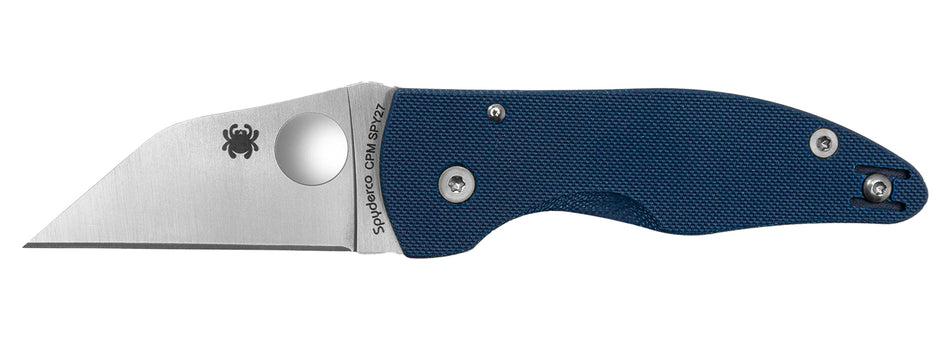 Spyderco MicroJimbo C264GPCBL Folder, 2.45" Plain CPM SPY27 Wharncliffe SS Blade, Cobalt Blue G10 Handle