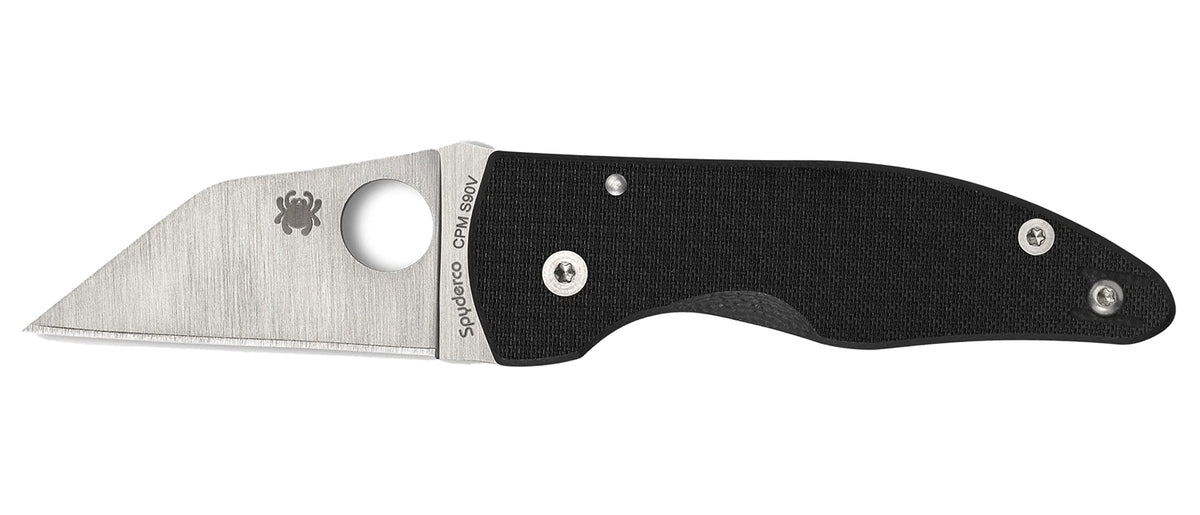 Spyderco MicroJimbo C264CFP Folder, 2.45" Plain CPM S90V Wharncliffe Blade, Black Textured Carbon Fiber Handle