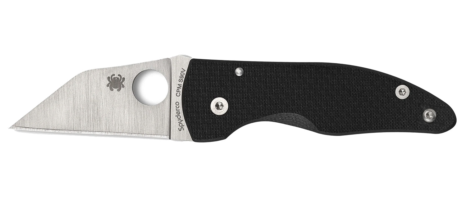 Spyderco MicroJimbo C264CFP Folder, 2.45" Plain CPM S90V Wharncliffe Blade, Black Textured Carbon Fiber Handle