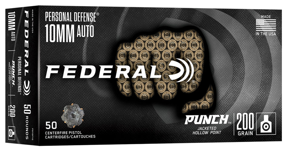 Federal 10mm Auto Handgun Ammo PUNCH Jacketed Hollow Point JHP 200 grain 