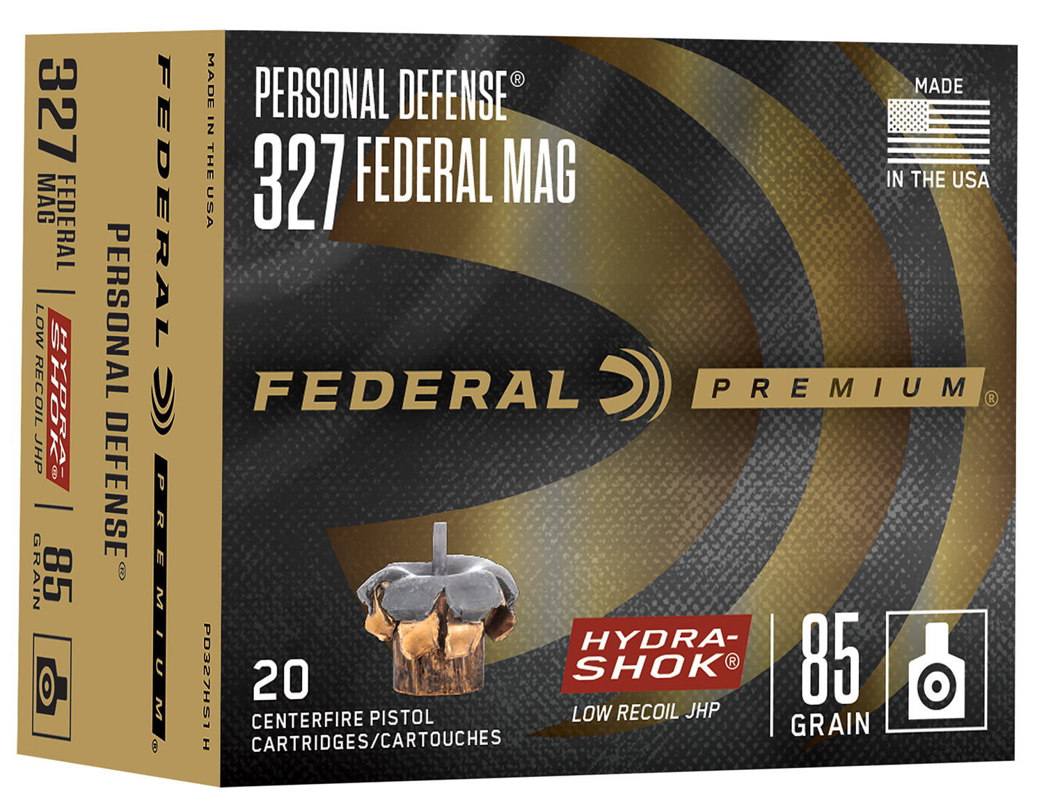 Federal .327 Federal Mag Handgun Ammo Hydra-Shok Jacketed Hollow Point JHP 85 grain 