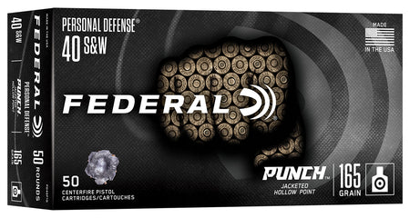 Federal .40 S&W Handgun Ammo PUNCH Jacketed Hollow Point JHP 165 grain 