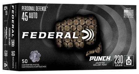 Federal .45 ACP/Auto Handgun Ammo Punch Jacketed Hollow Point JHP 230 grain 