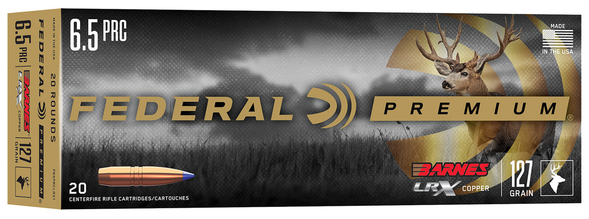 Federal P65PRCLRX1 Premium 6.5PRC 127gr Barnes LRX Lead Free 20 Per Box/10 Case