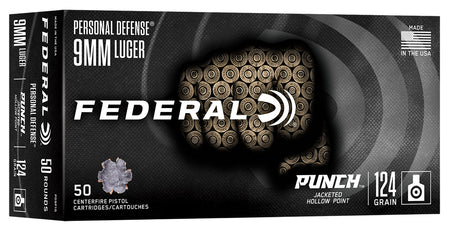 Federal 9mm Luger / Parabellum Handgun Ammo PUNCH Jacketed Hollow Point JHP 124 grain 