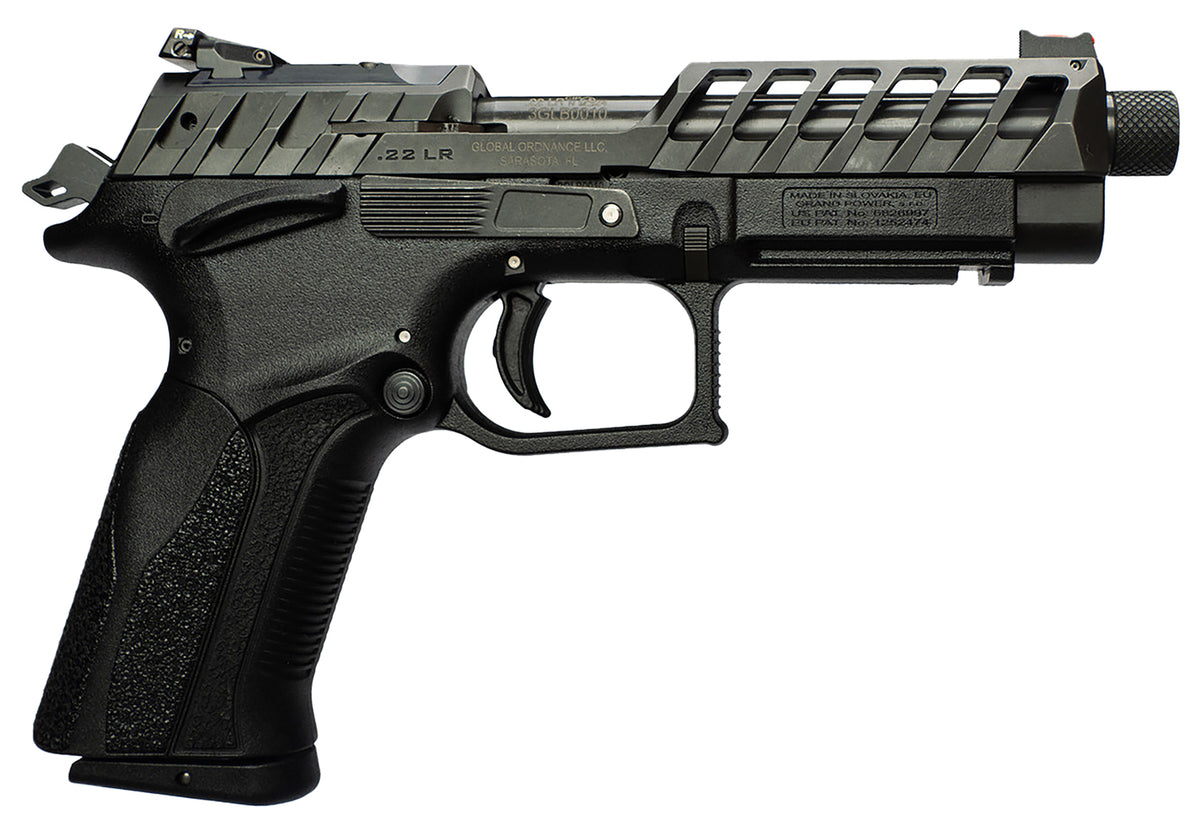 Grand Power 8588005808682 K22 X-Trim Mk23 22 LR 10+1 4.25" Black Barrel, Black Optic Cut/Serrated Slide, Black Steel Frame w/Beavertail, Interchangeable Backstrap Grip