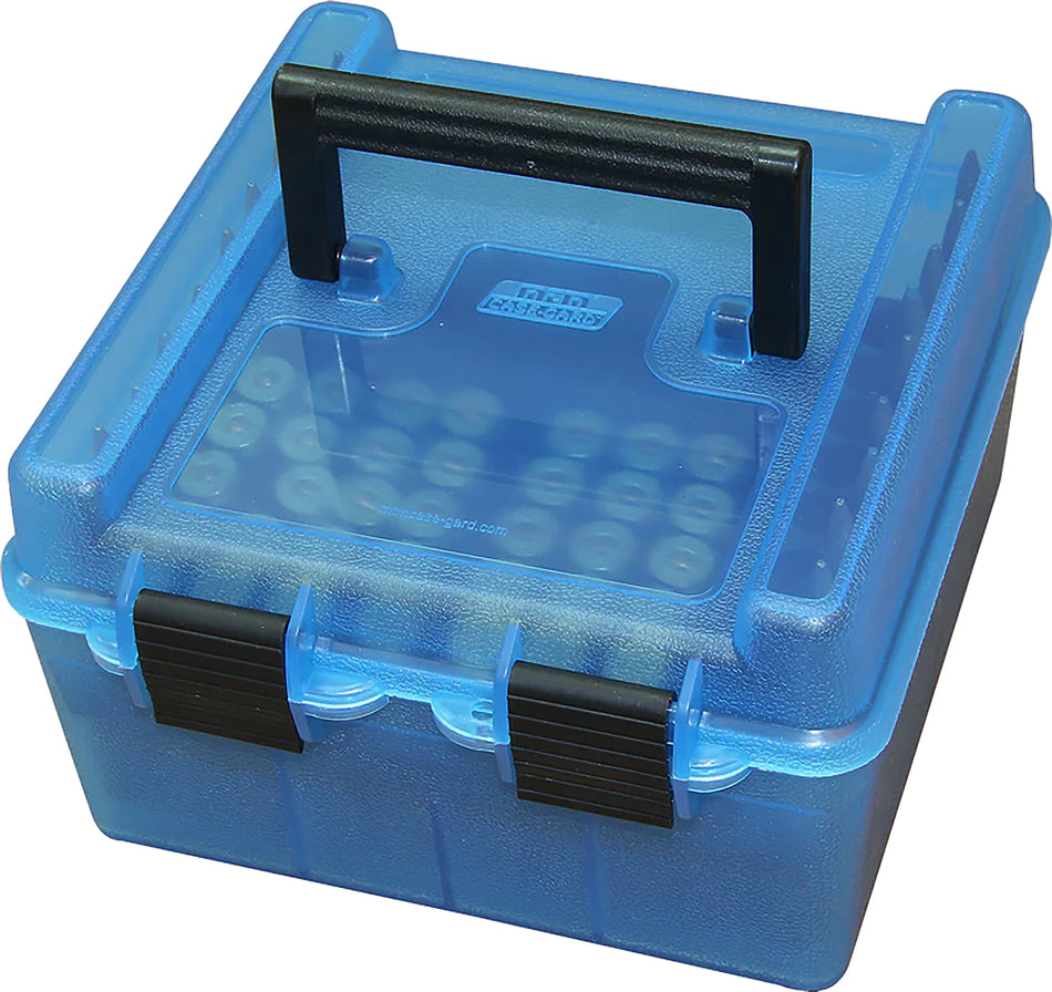 MTM Case-Gard R100MAG24 Blue Polypropylene Deluxe Ammo Box 100rd with Adjustable Tray