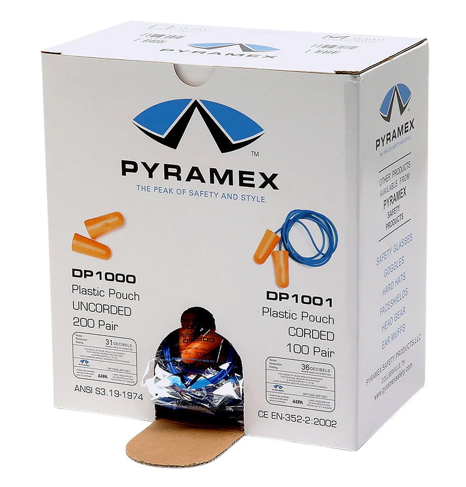 Pyramex DP1000 Foam Earplugs 32 dB NRR In-Ear Orange Bulk 200 Pair