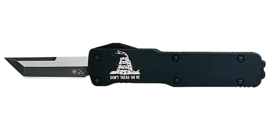 Templar Knife Premium Lightweight California Legal OTF Tanto Don't Tread On Me Aged Aluminum Handle, D2 Steel Blade