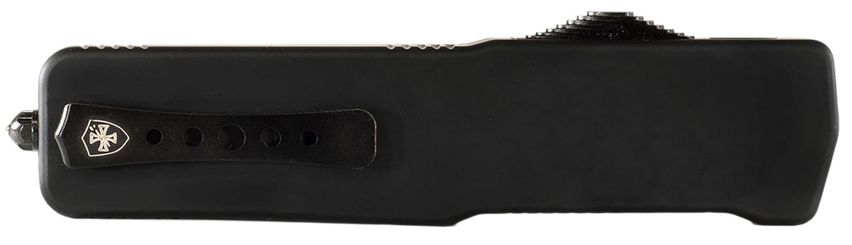 Templar Knife Premium Weighted Slim 3.16" OTF Drop Point Stonewashed D2 Steel Blade, 4.93" Black Aluminum/Rubber Handle