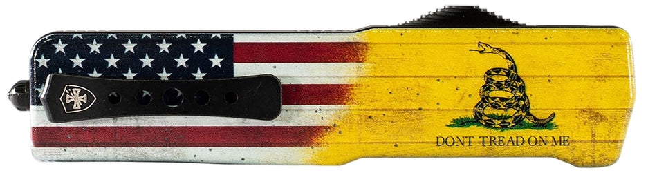 Templar Knife Premium Weighted Small OTF Don't Tread On Me D2 Steel Blade, Aluminum Zinc Alloy Handle