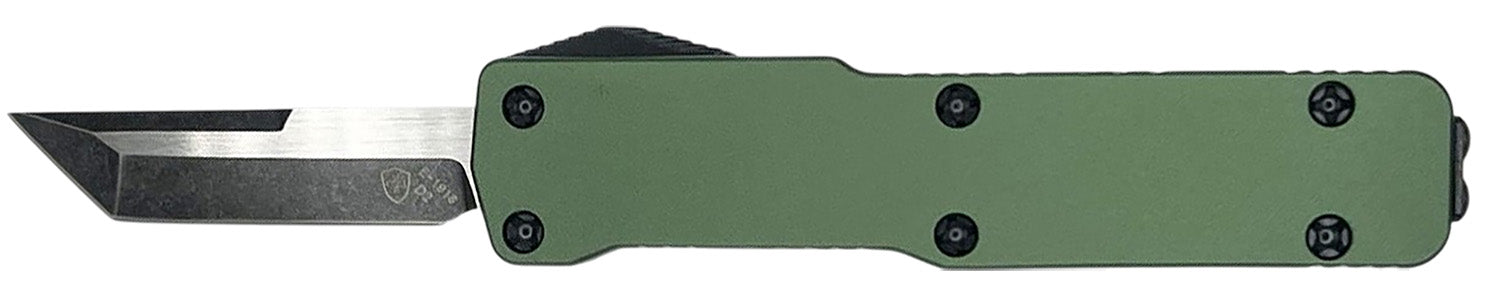 Templar Knife Premium Lightweight OTF 1.85" Tanto Plain Stonewashed D2 Steel Green Anodized Aluminum Handle CA Legal
