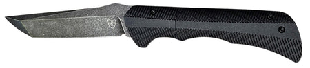 Templar Knife Auto Assist Folding 3.25" Tanto Stonewashed D2 Steel Blade 4.25" Black Textured Aluminum Handle