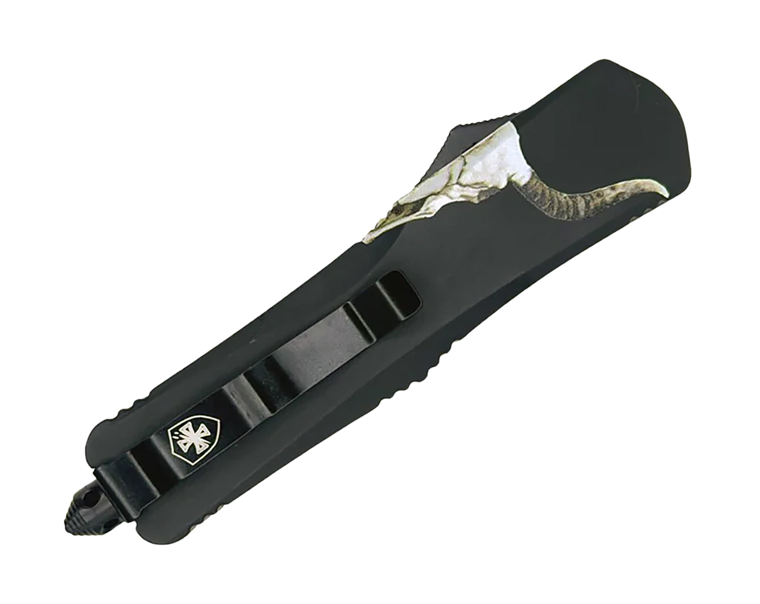 Templar Knife Gen II Badlands Slim OTF 3.43" Tanto Stonewashed 440C SS Blade Cattle Skull Aluminum Handle