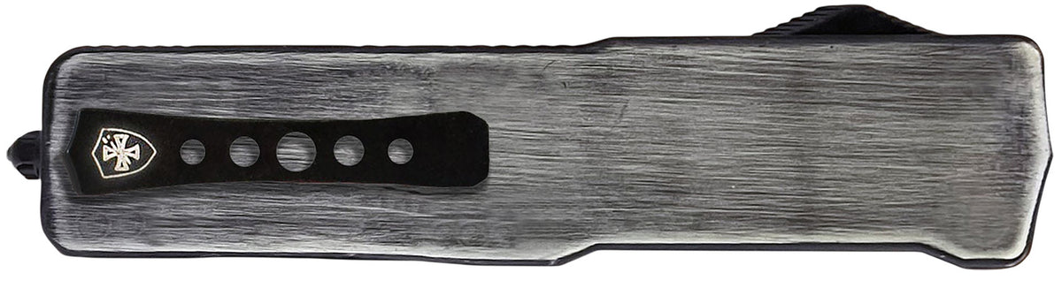 Templar Knife Premium Weighted Knight Slim OTF 3.16" Drop Point Stonewashed D2 Blade Gunmetal Zinc Alloy Handle