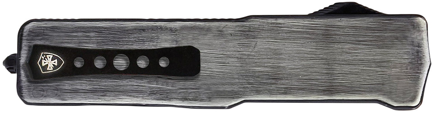 Templar Knife Premium Weighted Knight Slim OTF 3.16" Drop Point Stonewashed D2 Blade Gunmetal Zinc Alloy Handle