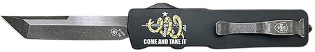Templar Knife Excalibur Come And Take It Slim OTF 3.25" Tanto Part Serrated D2 Blade Come And Take It Handle