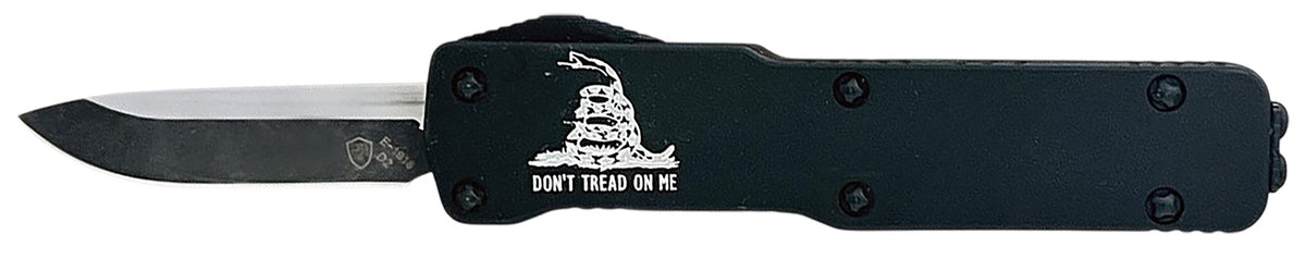 Templar Premium LW Don't Tread On Me Micro 1.85" OTF D2 Blade, Black DTOM Aluminum Handle, California Legal