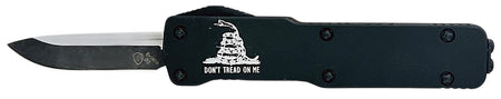 Templar Premium LW Don't Tread On Me Micro 1.85" OTF D2 Blade, Black DTOM Aluminum Handle, California Legal