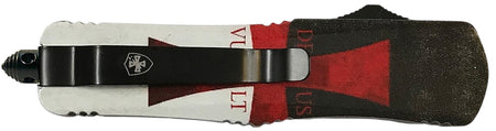 Templar Knife Gen II Templar Flag Large OTF 3.50" Tanto Stonewashed 440C SS Blade Flag Aluminum Handle Glass Breaker