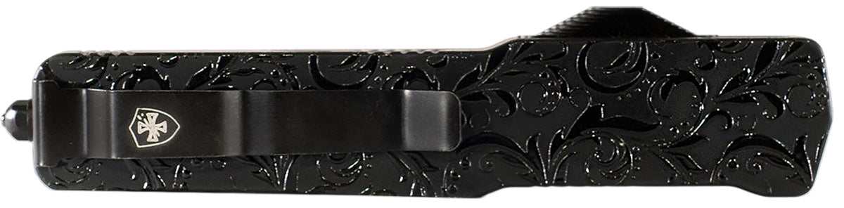Templar Knife Premium Lightweight Maiden Gloss Slim OTF Dagger Part Serrated Stonewashed D2 Steel Blade 5" Black Handle