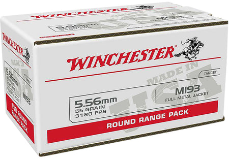 Winchester 5.56x45mm NATO Rifle Ammo M193 Full Metal Jacket FMJ 55 grain 