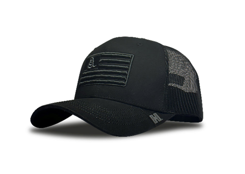 Hornady 33290 Black Trucker Hat Gadsden Flag Design