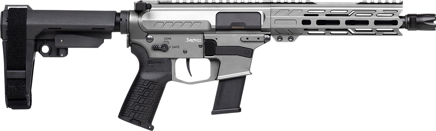 CMMG 45A890FTNG Banshee FE MkG 45 ACP 13+1 8" Black Nitride Threaded Barrel, M-LOK Handguard, Titanium Cerakote Aluminum Receiver w/Picatinny Rail, Black Polymer CMMG RipBrace, CMMG Zeroed Grip