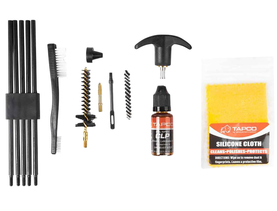 Tapco AR-15 Cleaning Kit 5.56/223 with CLP and Bronze Bore Brush Black