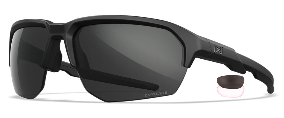 Wiley X Jakl CHJKL01 M/L Sunglasses Grey/Clear Interchangeable Lens Matte Black Frame