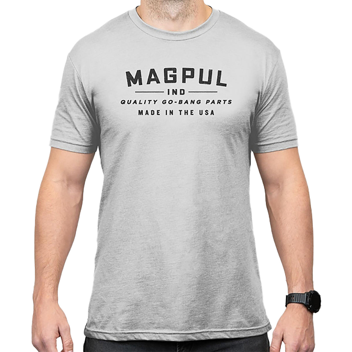 Magpul MAG1112-041-L Go Bang Parts Cotton/Poly Shirt Stone Gray Heather Large
