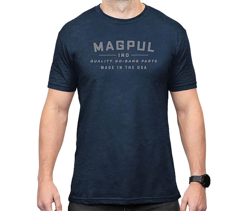 Magpul MAG1112-410 Go Bang Parts Tee Navy Heather Cotton/Polyester Large