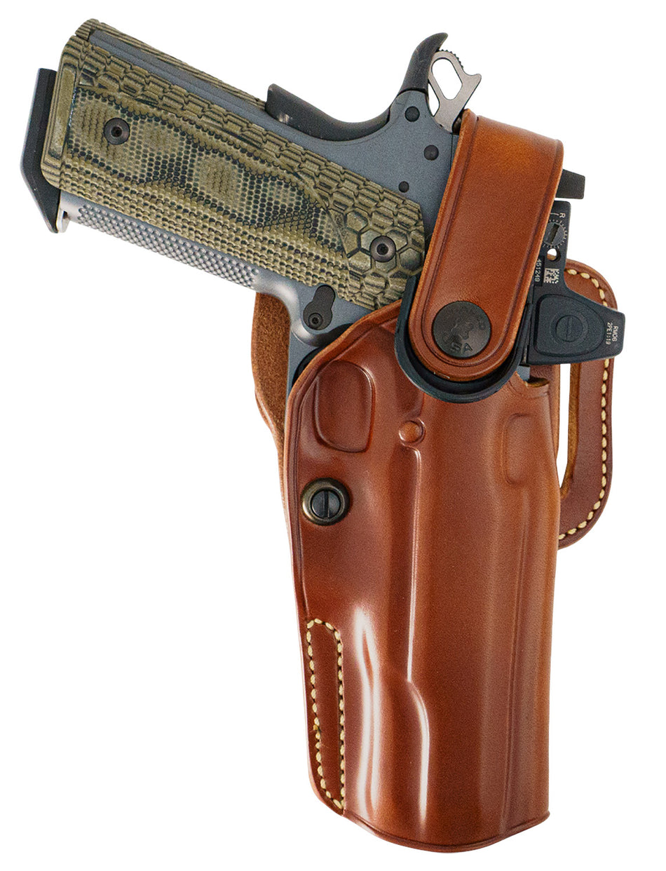 Galco APO224R Auto Pistol Outdoorsman OWB Holster Tan Steerhide Glock 17 Gen1-5 Right Hand