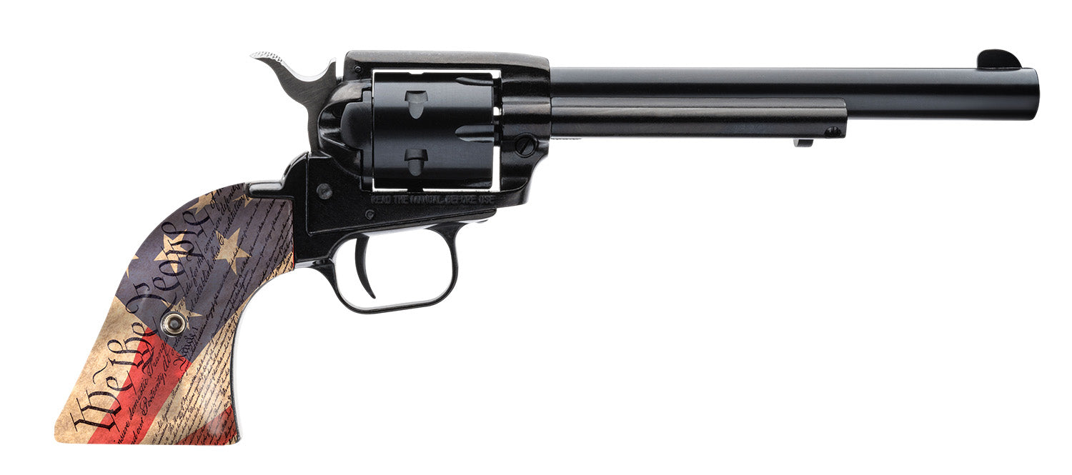 Heritage Mfg RR22B6-WTP Rough Rider 22 LR 6 Shot 6.50" 22 LR 6 Shot 6.50" Black Oxide Barrel & Cylinder, Black Steel Zinc Alloy Frame, We The People Grip, Exposed Hammer