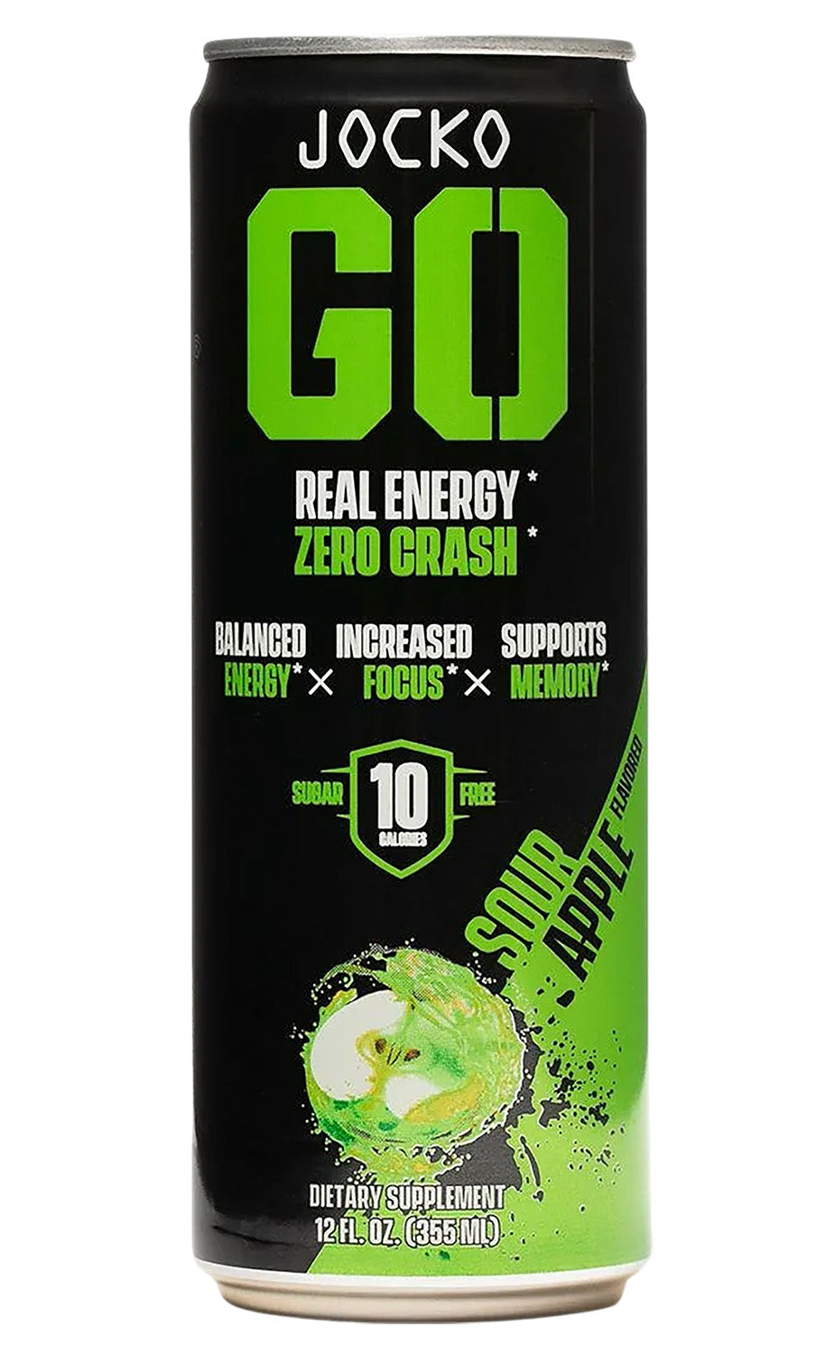 Jocko Fuel 29003 Sour Apple Flavored Energy Drinks 12oz 12-Pack