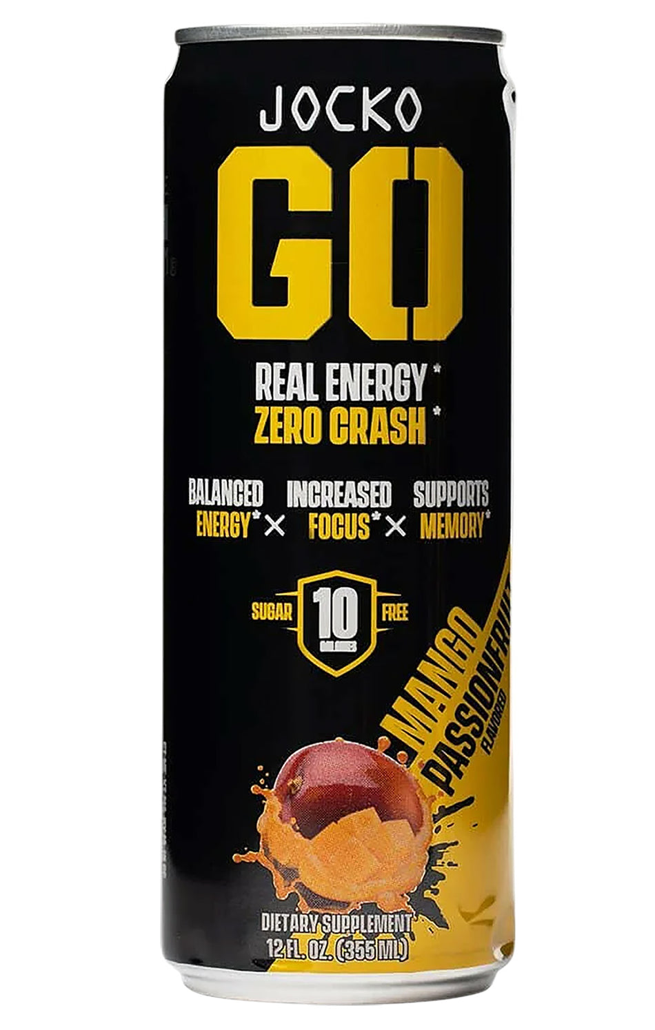 Jocko Fuel 29046 Mango Passionfruit Flavored Energy Drinks 12oz 12-Pack
