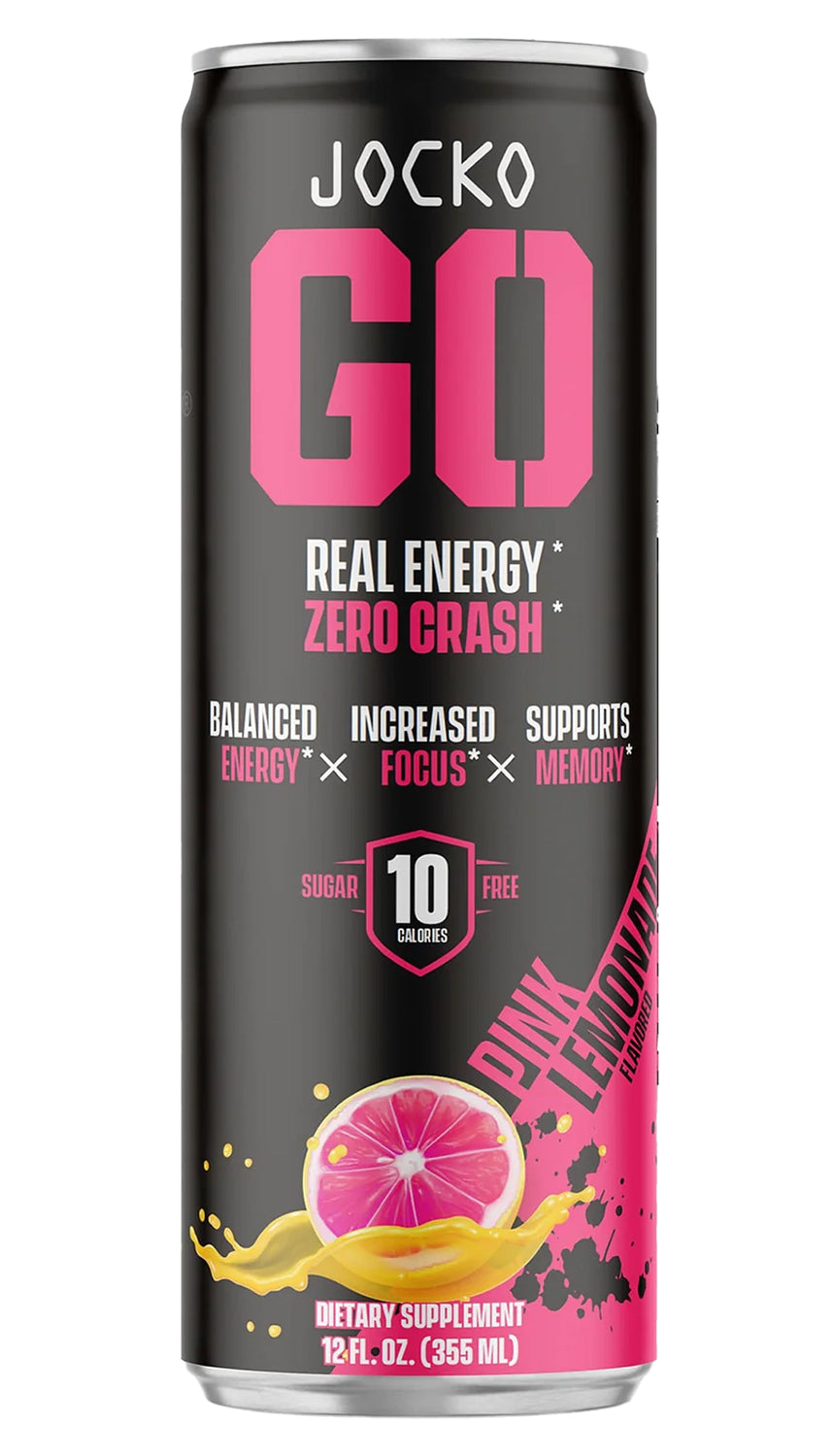 Jocko Fuel 29076 Pink Lemonade Flavored Energy Drinks 12oz 12-Pack