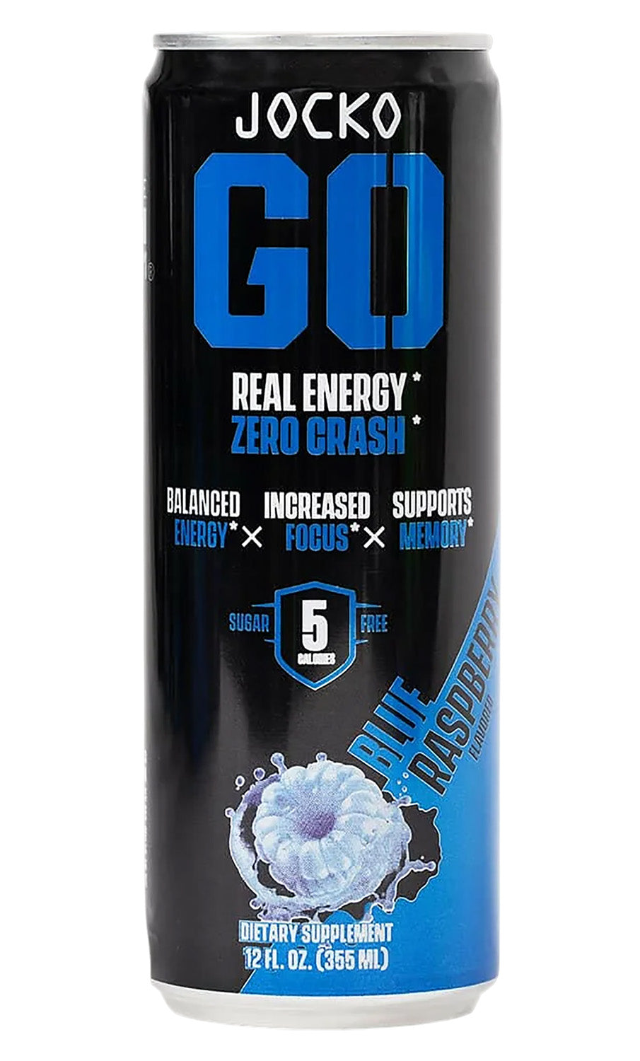 Jocko Fuel 29119 Blue Raspberry Flavored Energy Drinks 12oz 12-Pack