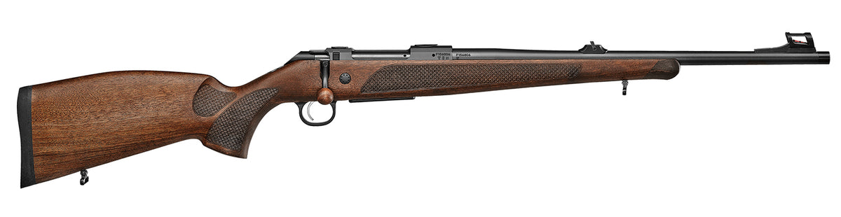 CZ-USA 07308 600+ Lux 30-06 Springfield 5+1 20" Black Nitride Threaded Barrel, Black Nitride Steel Drilled & Tapped Receiver, Walnut Fixed Stock