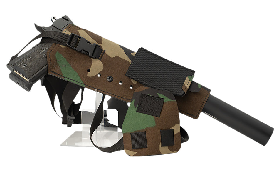 Cole-tac Varmint Wrangler XL Pistol Chest Carrier M81 Woodland Left Hand VWX112