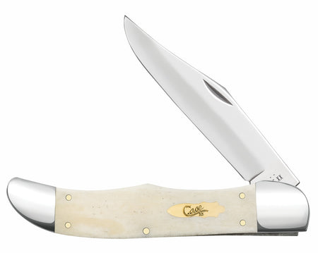 Case 11024 Hunter 4.10" Folding Pocket Knife, Mirror Polished SS Clip Point Blade, Natural Bone Handle