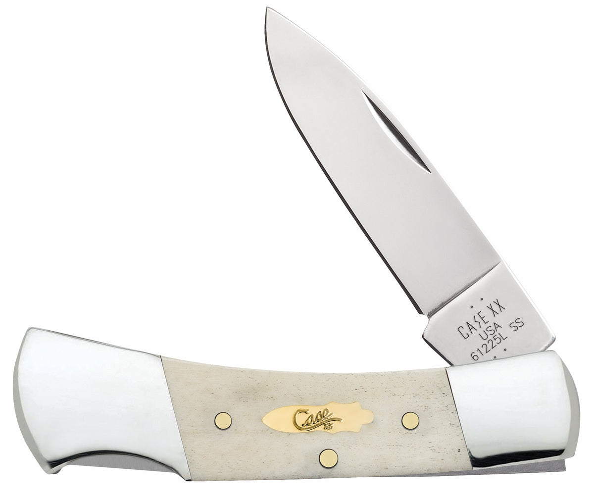 Case 11026 Lockback Folding Pocket Knife, Plain Drop Point Stainless Steel Blade, Natural Bone Handle
